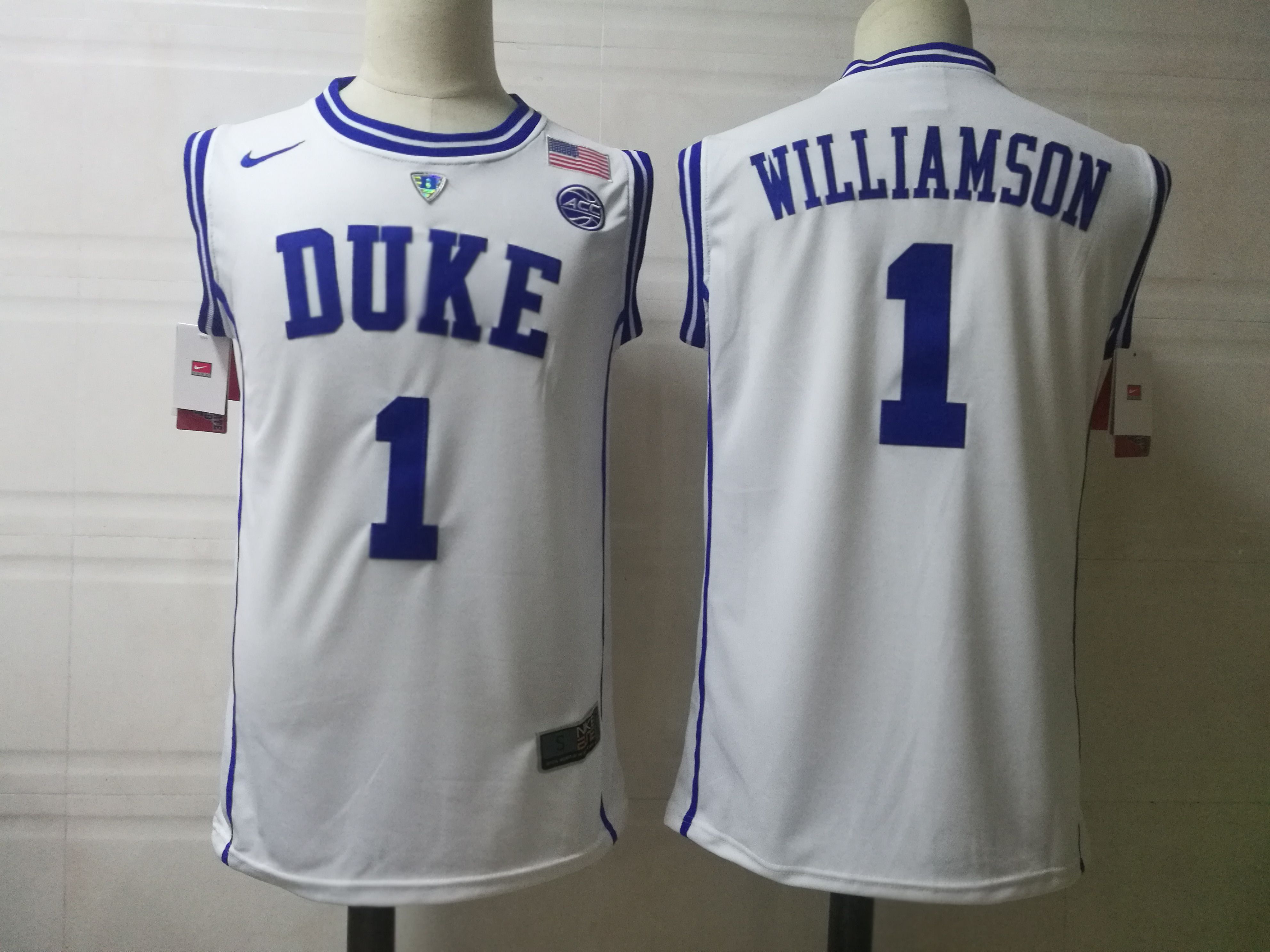 Men Duke Blue Devils #1 Williamson White Nike 2025 NCAA Jersey->ncaa teams->NCAA Jersey